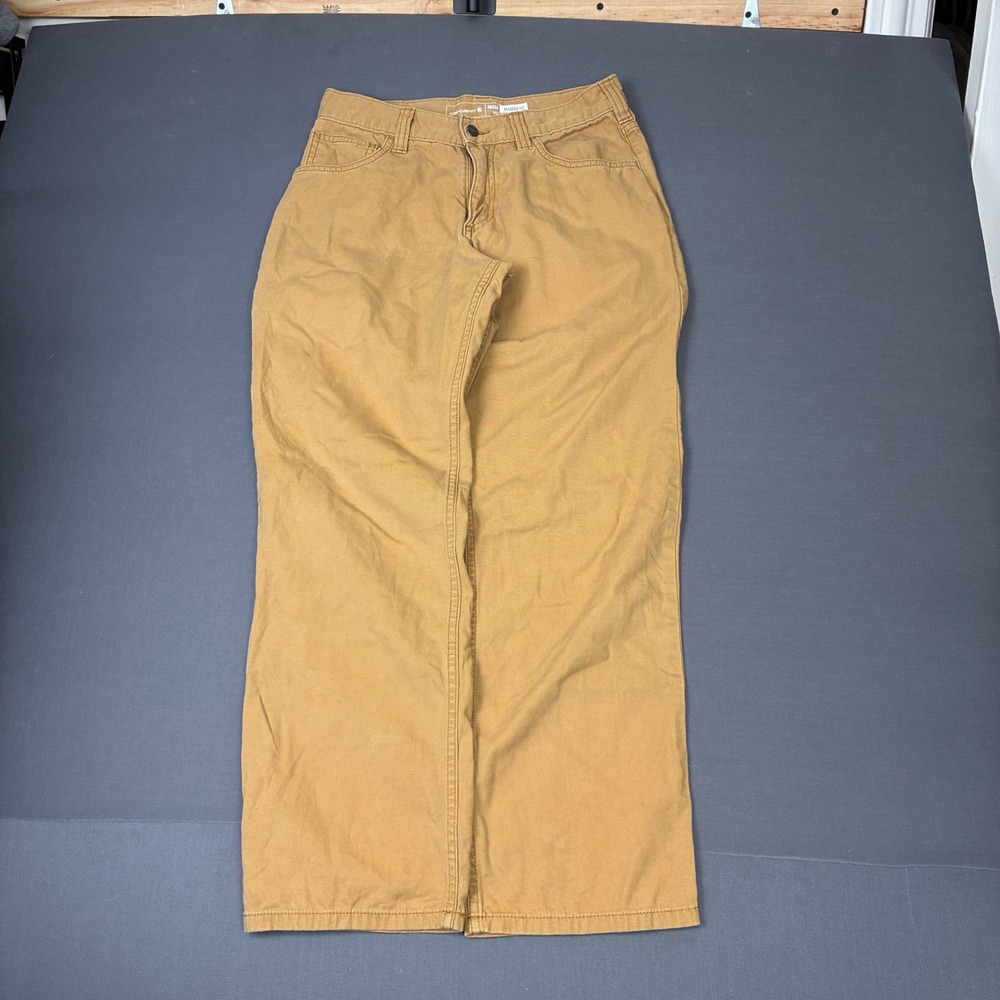 Carhartt Men's Rugged Flex Relaxed Fit Canvas 5 Pocket Tan Brown Pant Size 28x28